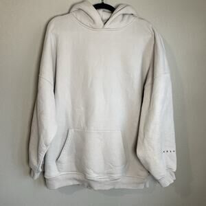 Blakely Oversized Hoodie Size Large Cream Unisex Back Graphic Logo Soft Solid